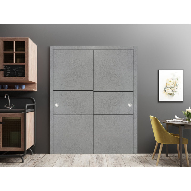 Porte de grange en bois massif massif, Béton, 48 po x 96 po