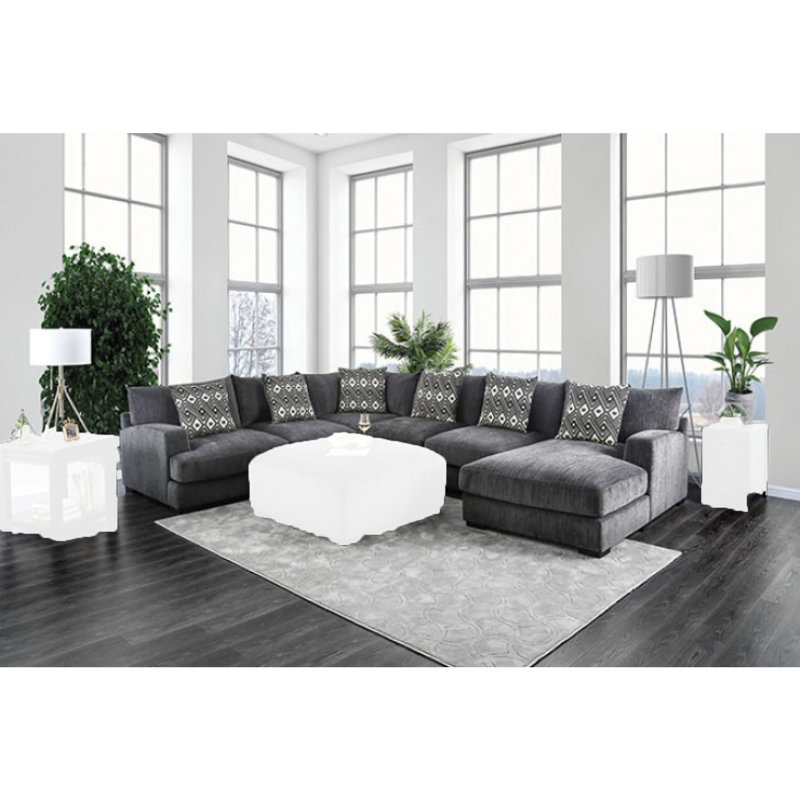 Canapé et chaise longue en chenille de 146,5 po de largeur, Faisant face à la gauche