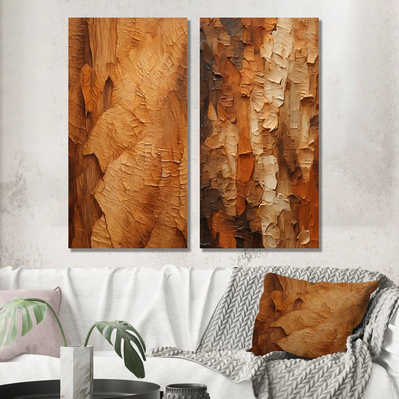 «Brown Tree Bark Essence II», ensemble de 2 reproductions d'art sur toile, H 28 po x l 25 po, Toile tendue
