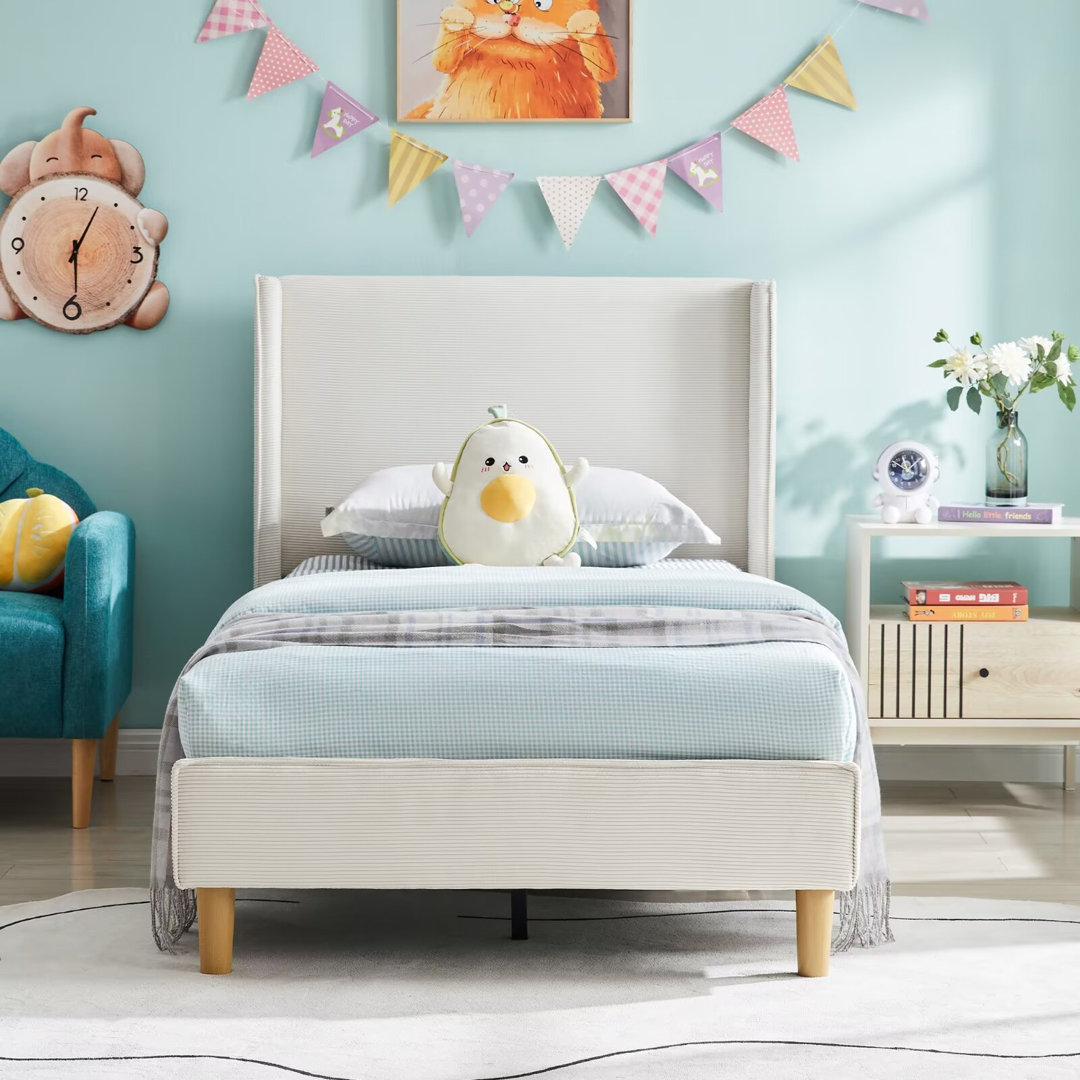 Luxury Modern Wingback Corduroy Upholstered Bed Ebern Designs 