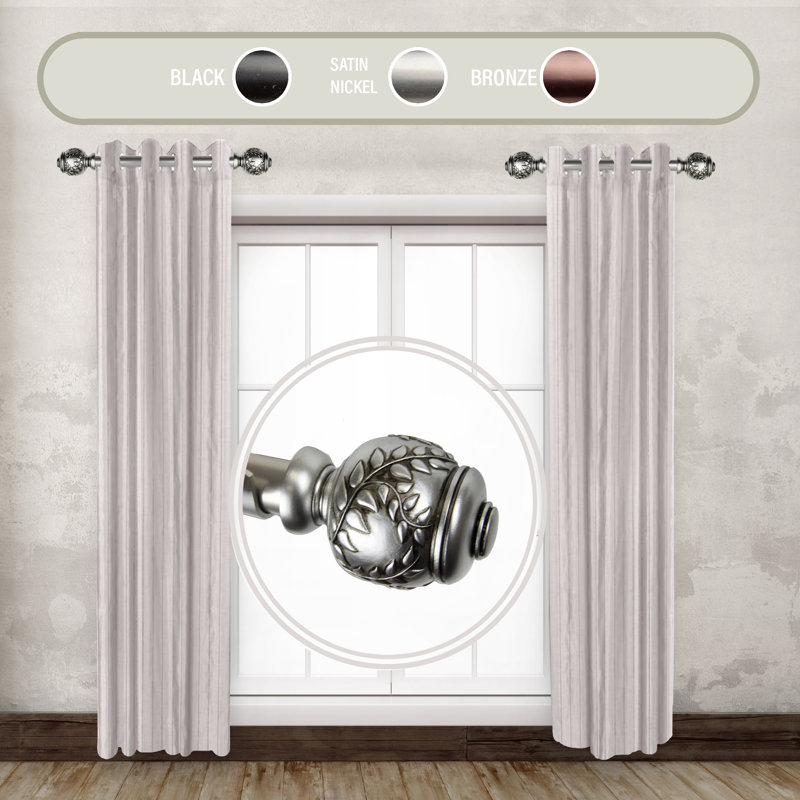 Tringle à rideaux simple Rebecca Colette, Nickel satiné