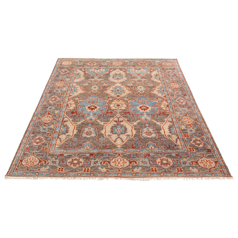Tapis gris en laine noué à la main 8 pi 0 po x 10 pi 0 po Jules Serapi