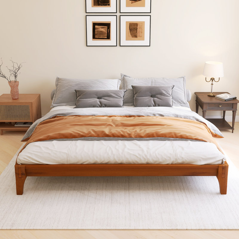 12 Inch King Size Solid Dry Bamboo Wood Platform Bed Frame, King