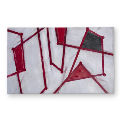 Red Outlines Shapes Door Mat - Contemporary Home Decor Indoor Outdoor