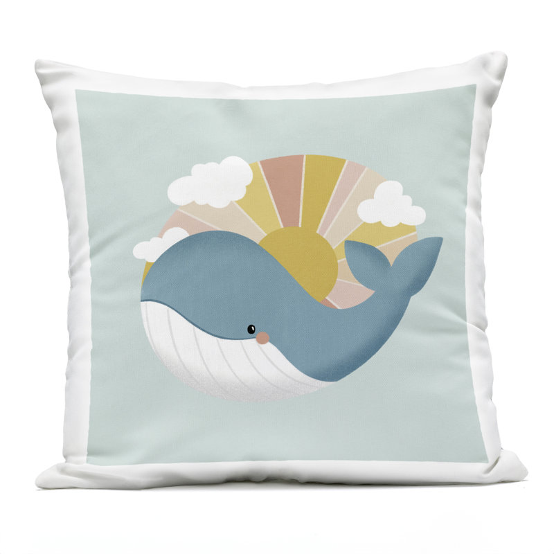 Coussin d'extérieur Whale & Sunshine Rays Design par Sarah Hickman