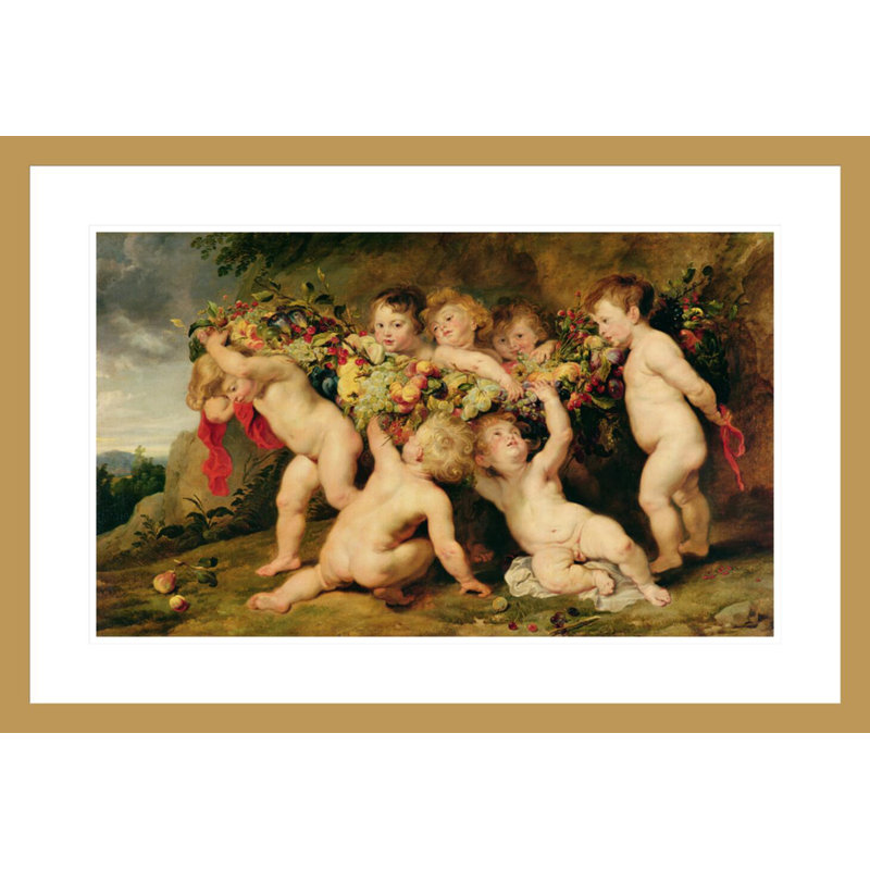 Guirlande de fruits par Peter Paul Rubens - impression giclée encadrée, H 20,23 po x l 29,5 po