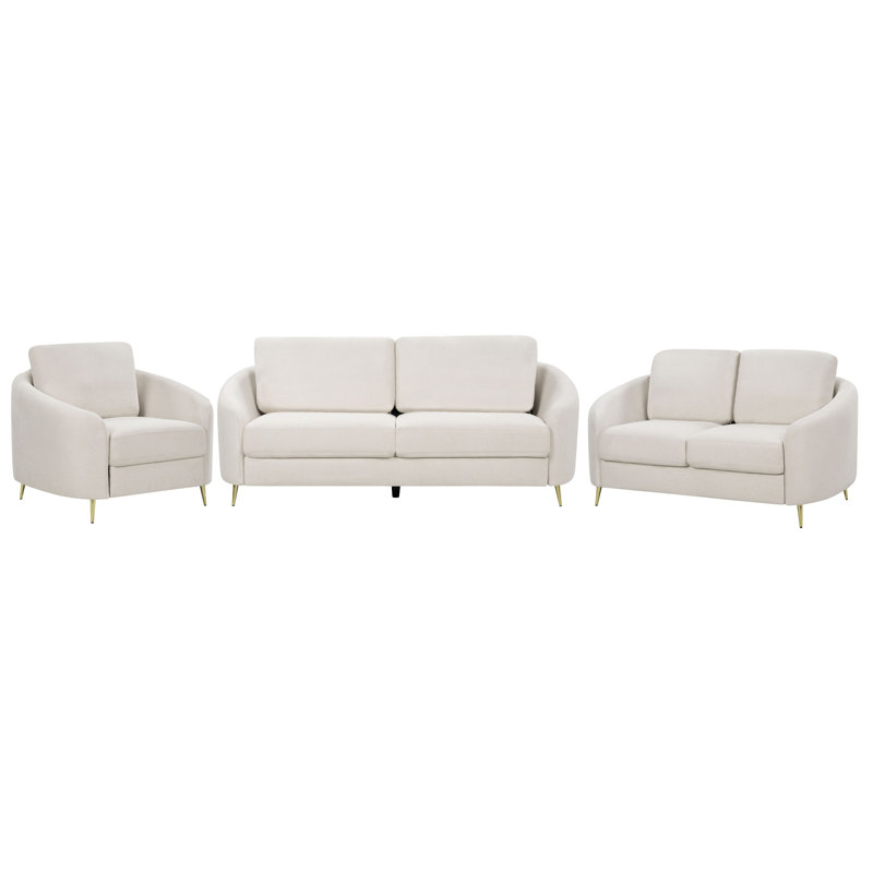 Aaronette 3 - Piece Living Room Set, Light Beige Linen