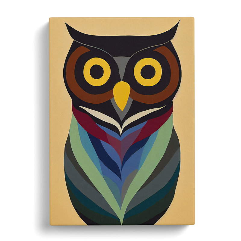 XC1022-368X Abstract Owl In Colour No.1 - Print on Canvas, Wrapped Canvas, 76cm H x 50cm W x 3cm D