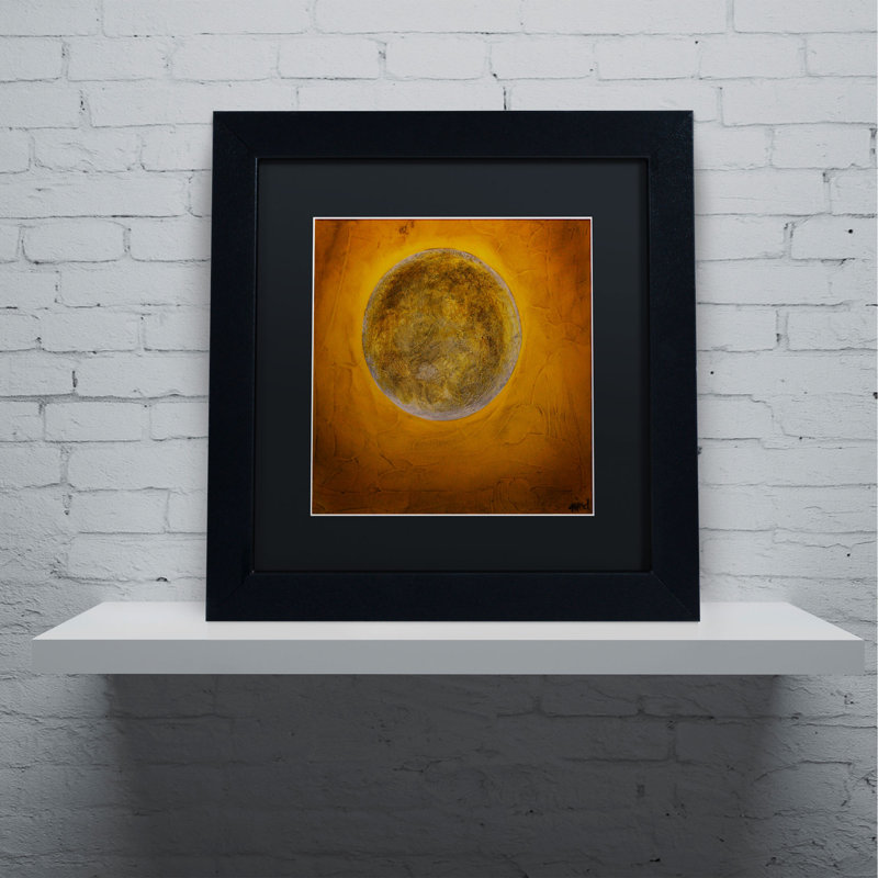 "Lune sur jaune" de Medzarents par Nicole Dietz, reproduction d'art encadrée, H 11 po x l 11 po, Noir