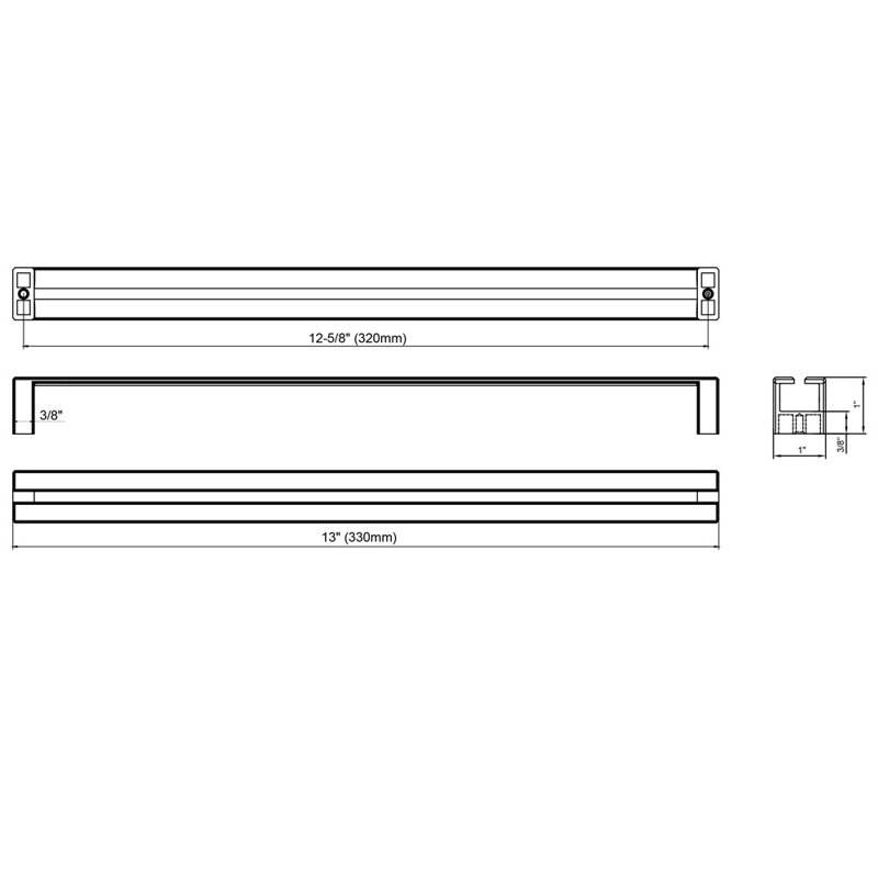 DOWELL 12 5/8 po Centre à centre, chrome, paquet simple, Noir