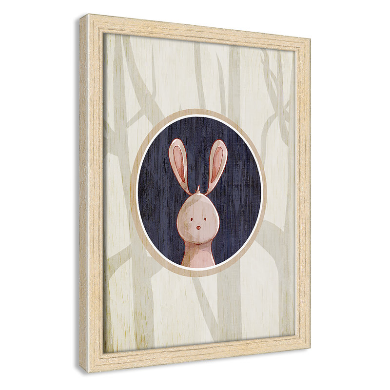 «Juvenile Forest Animals», impression sur papier, H 14 po x l 10 po x P 1,18 po, Encadré de boîte beige