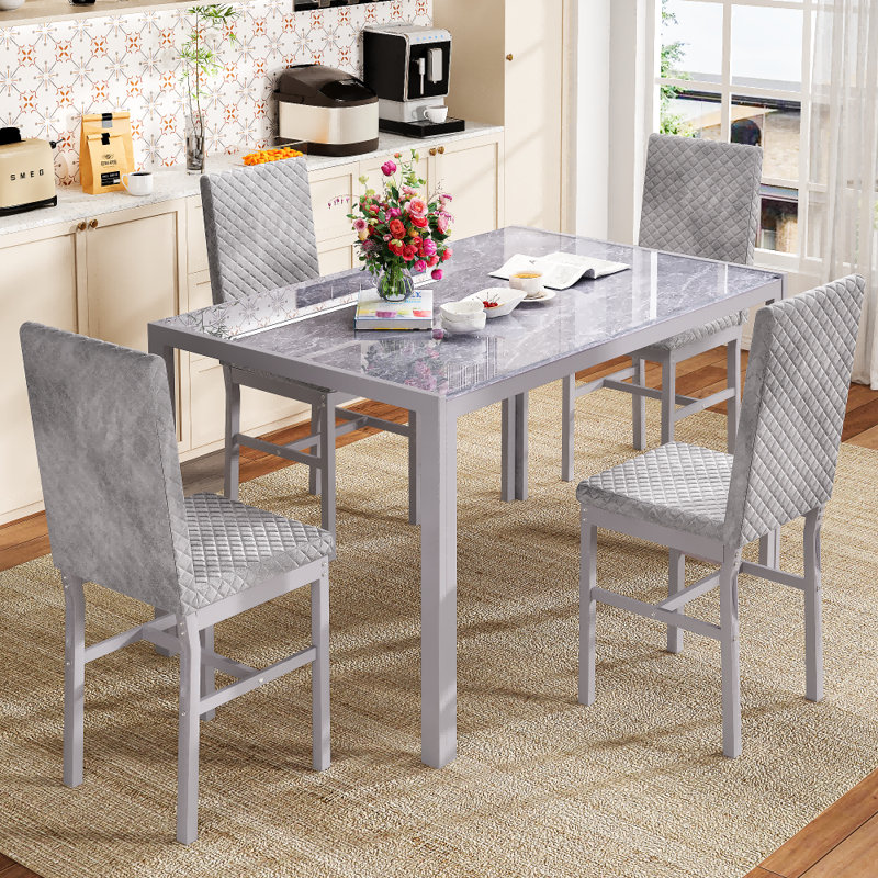 Ensemble de salle à manger rectangulaire L 47,24 po x l 27,55 po Hadessah, Gris