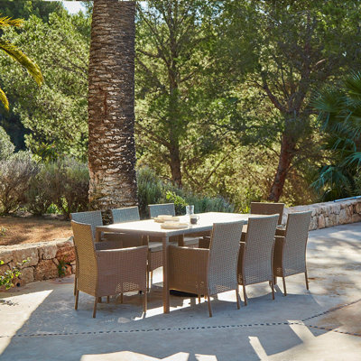 Renfoe 8 - Person Wicker Patio Dining Set with Rectangular Table