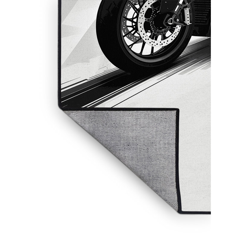 Machine Washable Kendari Trike Motorcycle Modern & Contemporary Geometric Rug in Green – Black Binding, 5x7