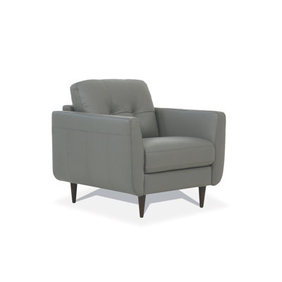 Radwan Pesto Green Leather Chair (Assembled)