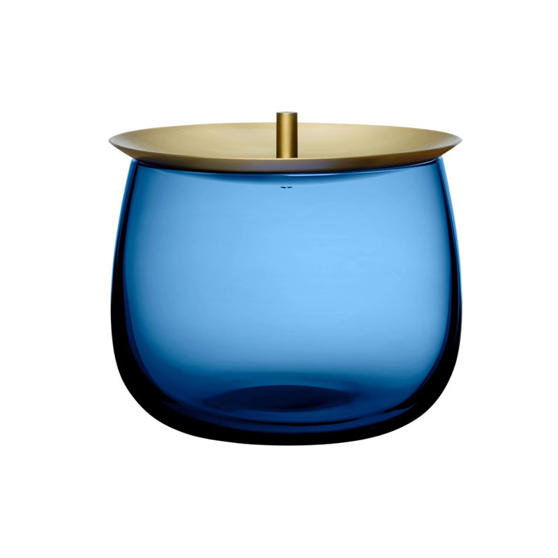 Beret Lead Free Crystal Storage Jar, Cobalt Blue, 4.21" H x 5.12" W x 5.12" D