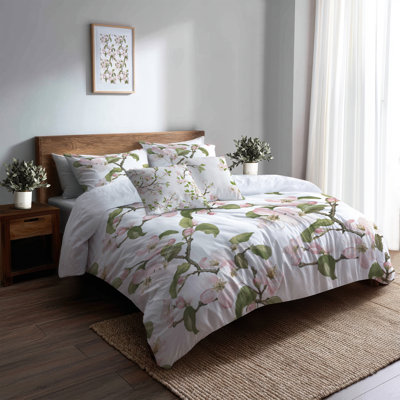 Ensemble de literie 5 pièces French Country - Ensemble de housse de couette et coussin décoratif Floral Blossom Air