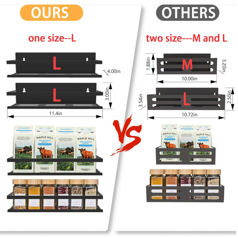 4 Pack Magnetic Spice Rack Organizer