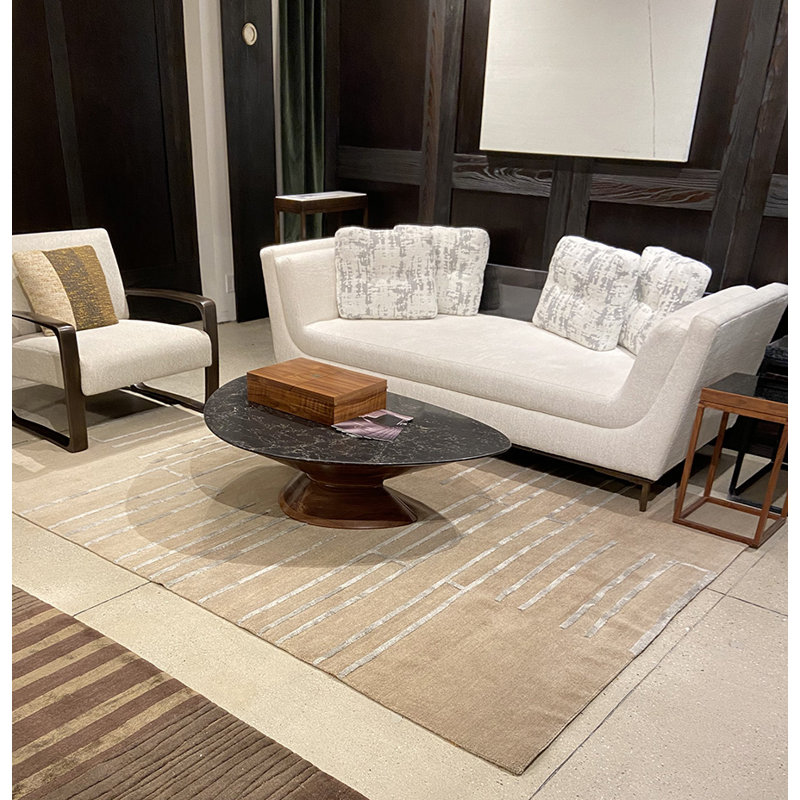Pangden Bars Hand-Knotted Area Rug in Sandstone, Rectangle 9' x 12'