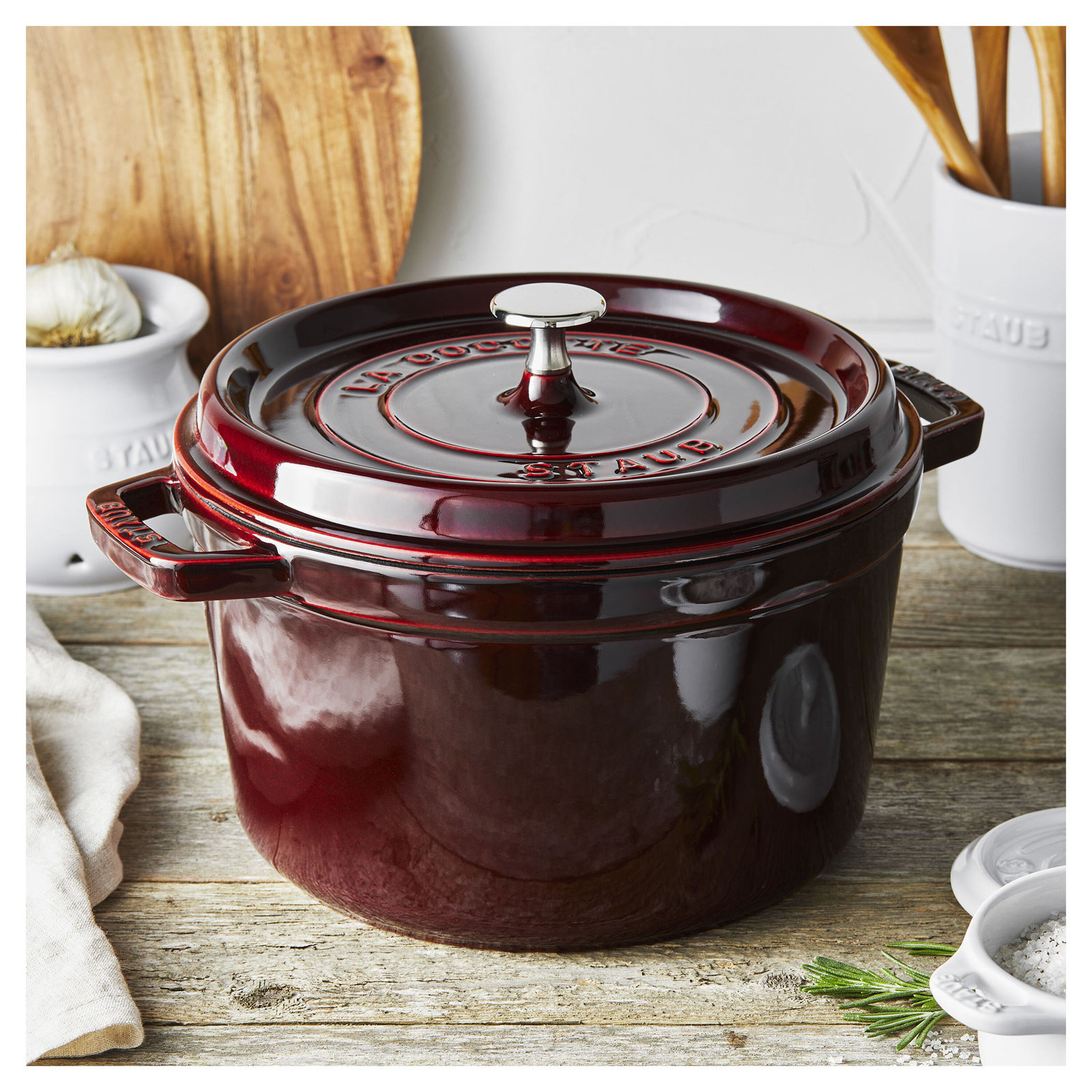Staub Cast Iron 5qt Tall Cocotte, Red