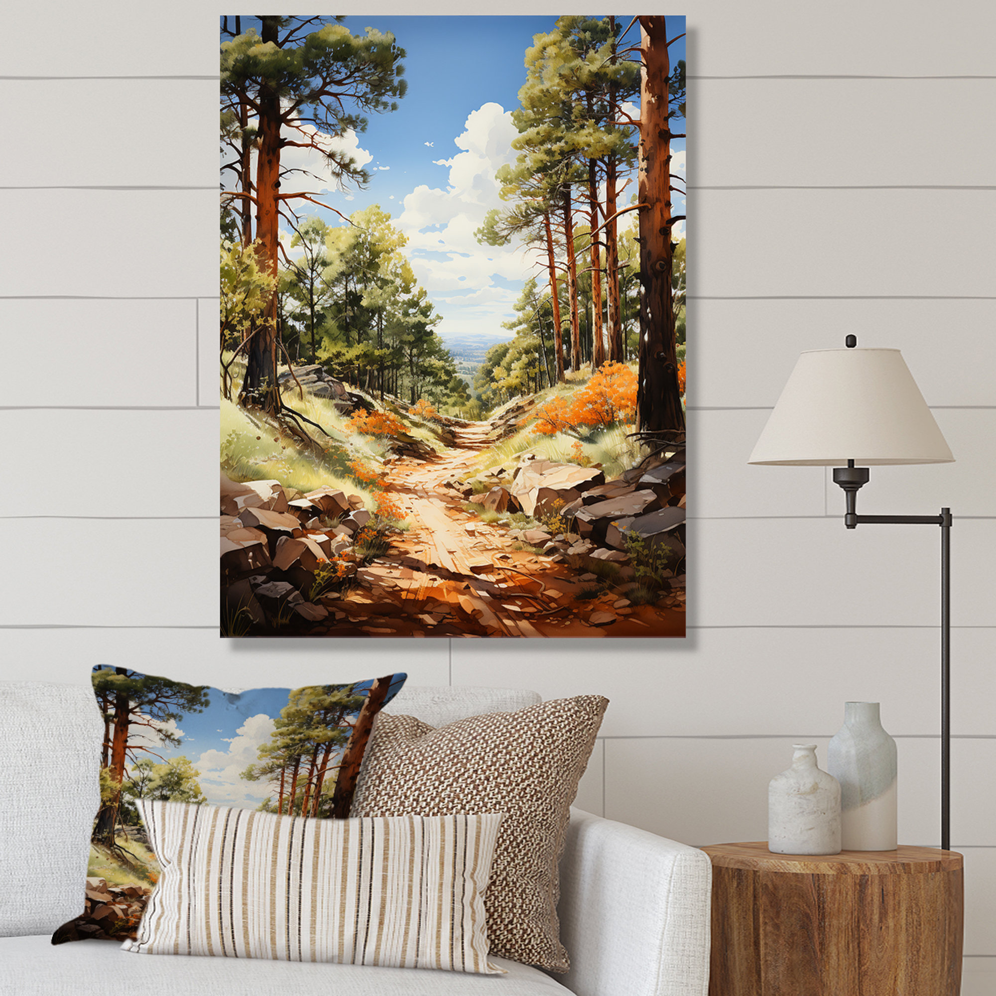 Millwood Pines Pine Tree Sunlit Path I - Wrapped Canvas Print | Wayfair