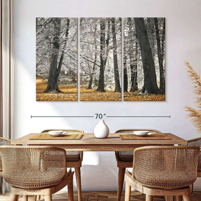 Harnek arbres et feuilles d'automne, H 32 po x l 50 po