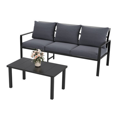 3 Seater Outdoor Patio Sofa with Coffee Table