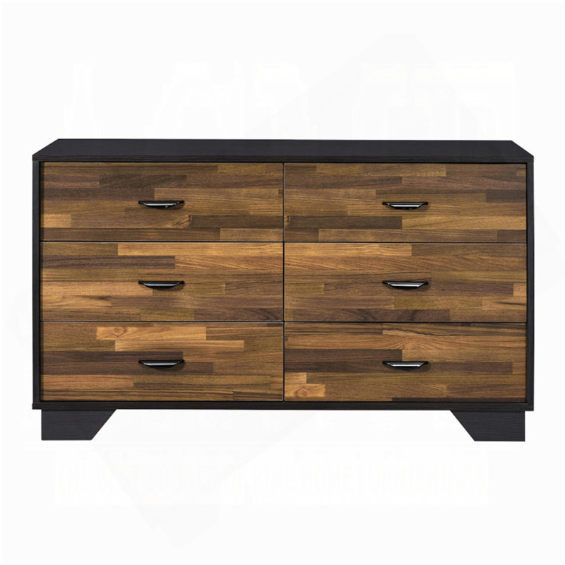 Commode 6 tiroirs noyer et noir