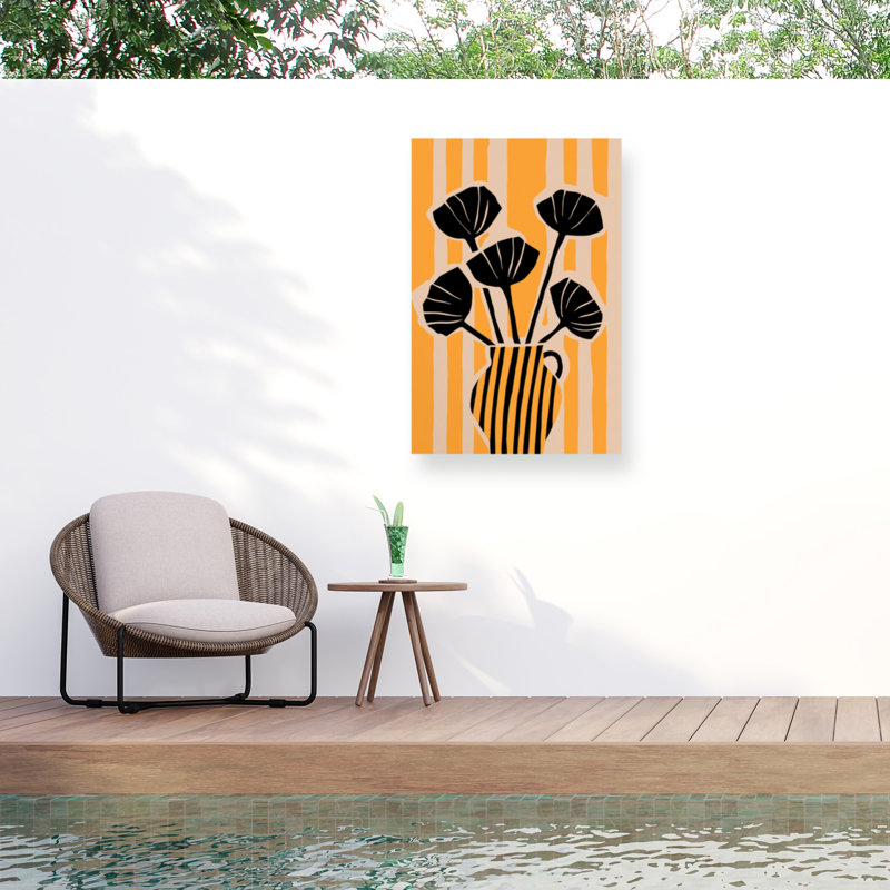 Treechild  Striped Still Life Yellow Outdoor  Canvas, H 12 po x l 19 po