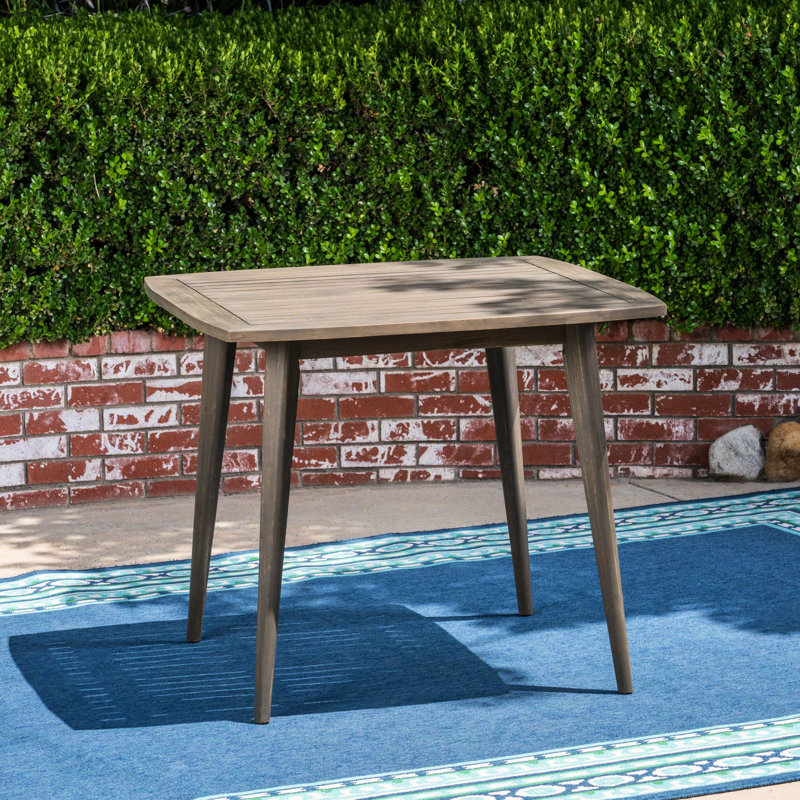 Table en bois avec finition grise pour les repas en plein air - Pieds carrés droits