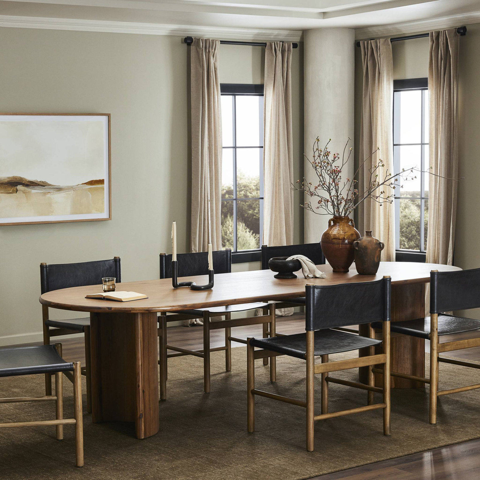 Haiden Solid Wood Dining Table, Seasoned Brown Acacia, 30" H x 118" W x 42" D