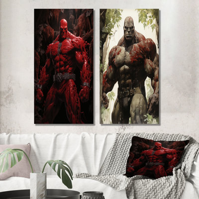 Red Blood Giant Superhero I - Giants Canvas Prints Set Of 2