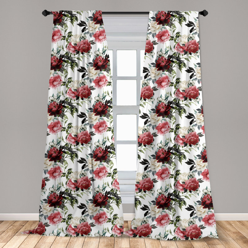 Shabby Flora Floral Semi-Sheer Rod Pocket Curtain Panels, 28" x 84"