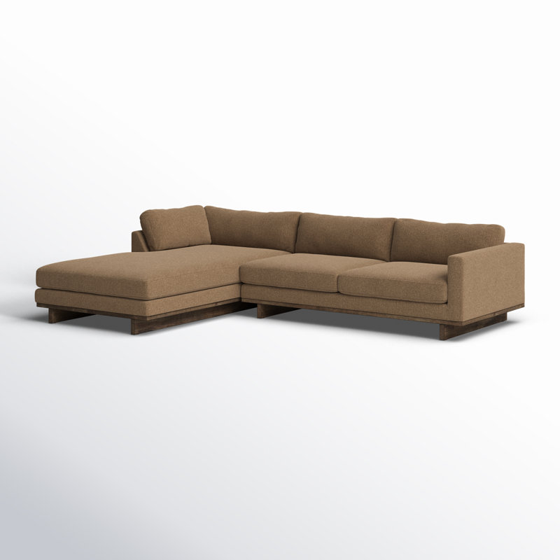 Menades Upholstered L-Shaped Sectional, Left Hand Facing, 32" H x 125" W x 70" D, Antwerp Cafe Linen Blend