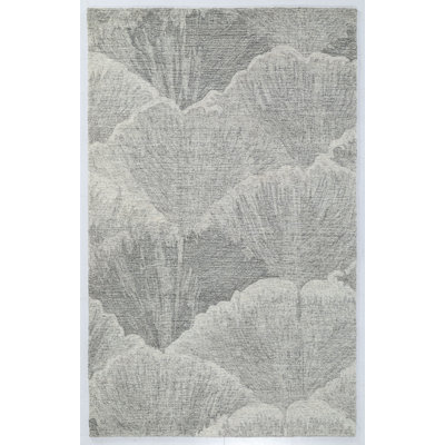 Tapis gris touffeté à la main Gingko