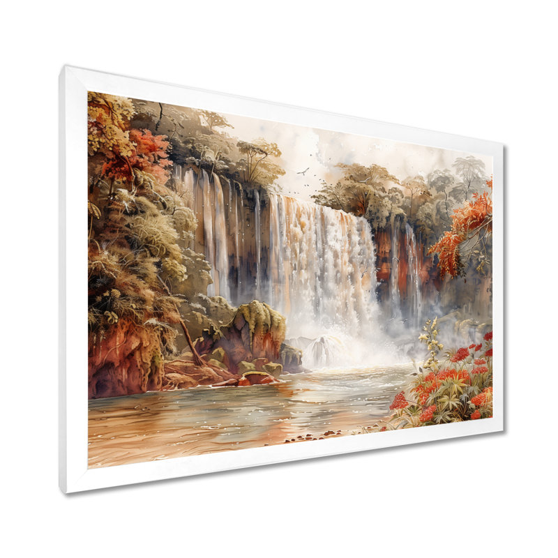 Chutes d'Iguazu dans la jungle de l'Argentine I - art mural Jungle, Toile encadrée blanche avec une seule photo
