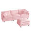 Canapé modulaire modulaire, ensemble de canapé en forme de L de 110 pouces pour le salon, canapé à 3 places confortable avec repose-pieds mobile, combinaison de bricolage, chenille, rose