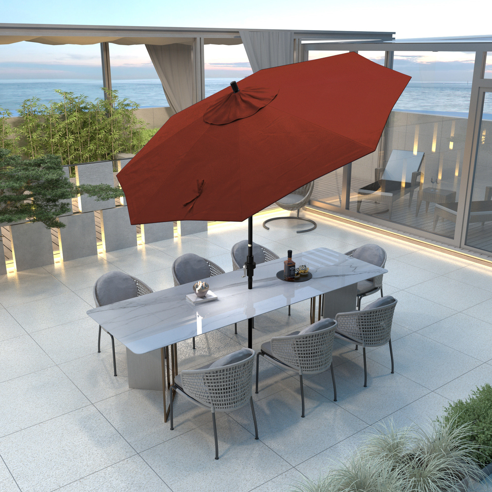 Savi 108'' Outdoor Umbrella, Brick Performance Canvas