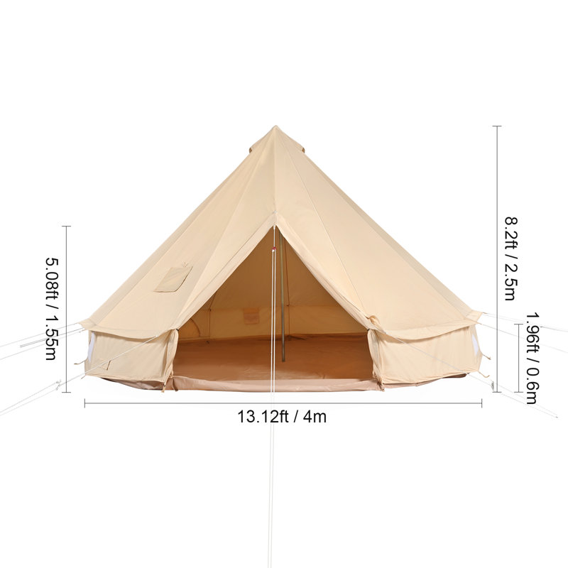 Beige 8-Person Four Season Mongolian Yurt Tent with Vestibule