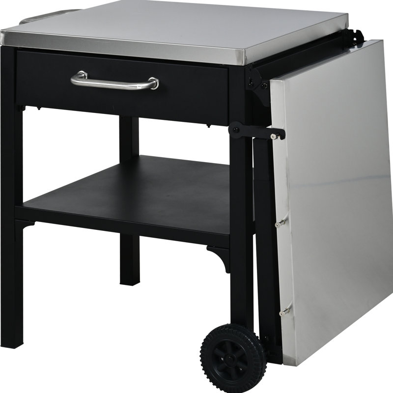 Chariot d'extérieur pliable avec roues et intempéries - Caractéristiques pour les barbecues de jardin polyvalents