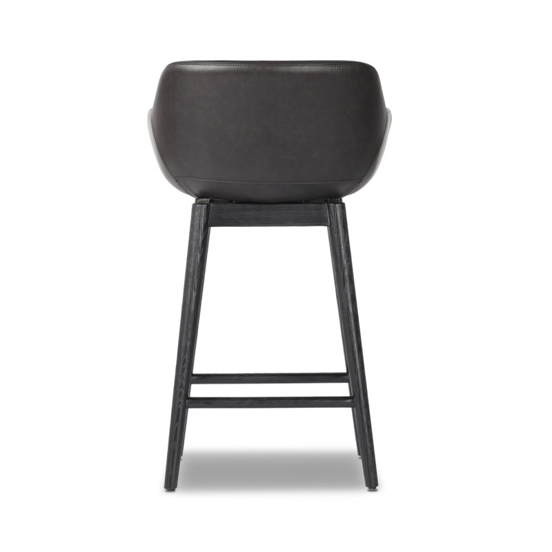 Hannah Swivel Stool, Stained Black Ash, Sonoma Black/Genuine Leather, Counter Stool (26.5" Seat Height)