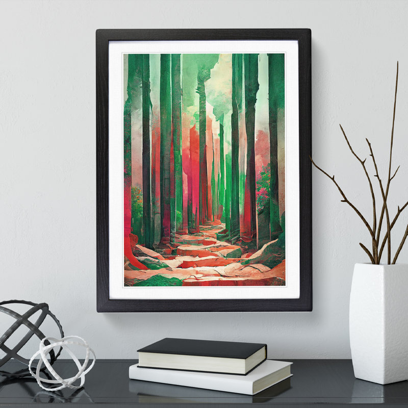Forest No.2 Abstract - Single Picture Frame Painting, 64cm H x 46cm W x 2cm D, Black