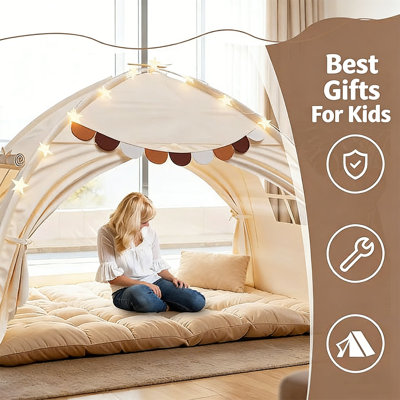 Tente de lit simple à baldaquin, espace d'intimité sur le lit, tentes de nuit occultantes à l'intérieur, portatives et pliables respirantes, cadeau pour les filles et les garçons