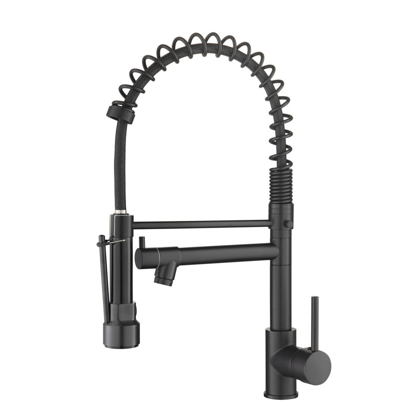 Black Kitchen Faucet With Pull Down , Single Lever Control, Brass, To Water Spots, Flexible Output, Quick And Easy Installation Matte Sink Faucet, Handle, Leak- Performance, Scratch- Coating, Diverse