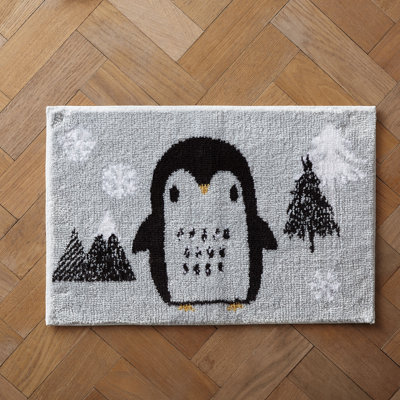 Cosy Penguin 40x60cm Bath Mat Grey