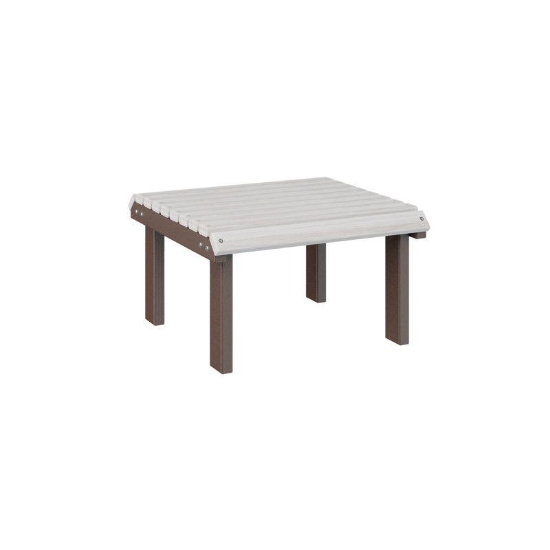 Outdoor Ottoman, Seashell Top/Chocolate Brown Base
