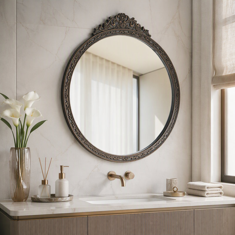 Miroir mural rond 31,5 po - Miroir décoratif pour meuble d'entrée de salon ou de salle de bain