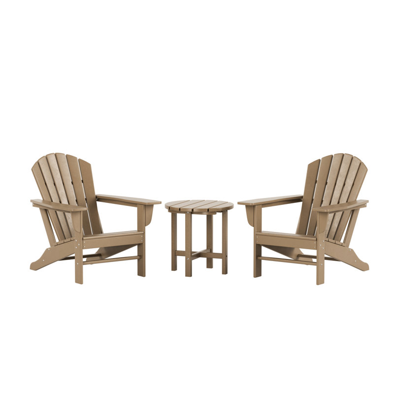Chaise Adirondack en plastique avec table Altura, Bois vieilli