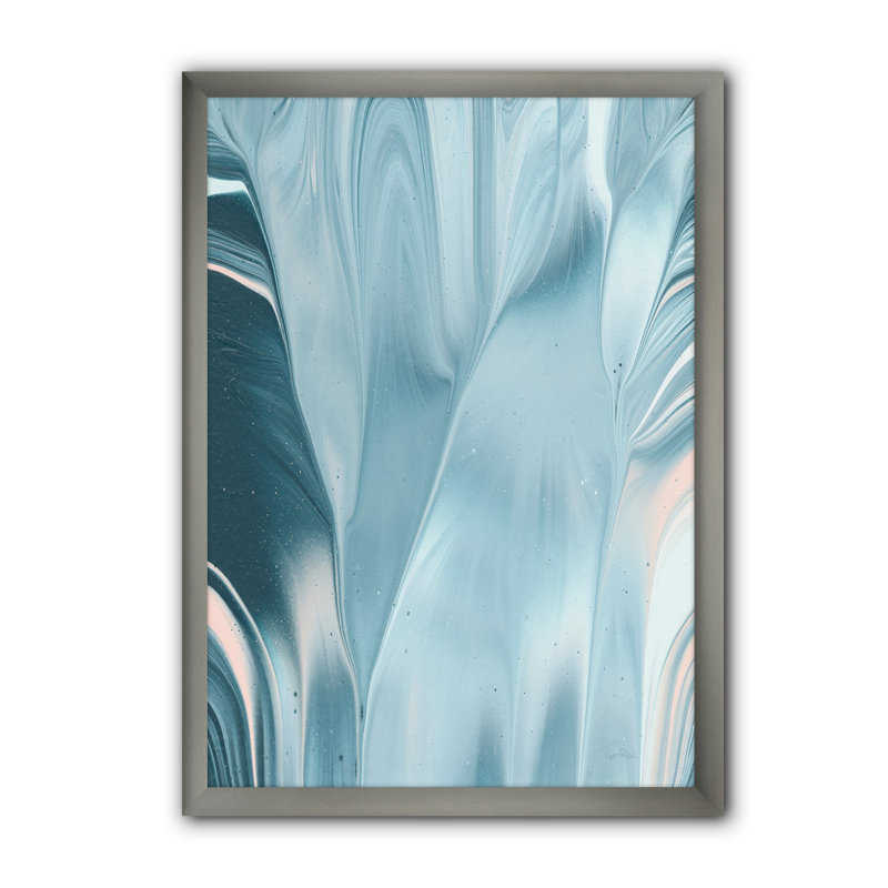 « blue modern water i », reproduction d’image sur toile, Cadre argenté, H 20 po x l 12 po x P 1po