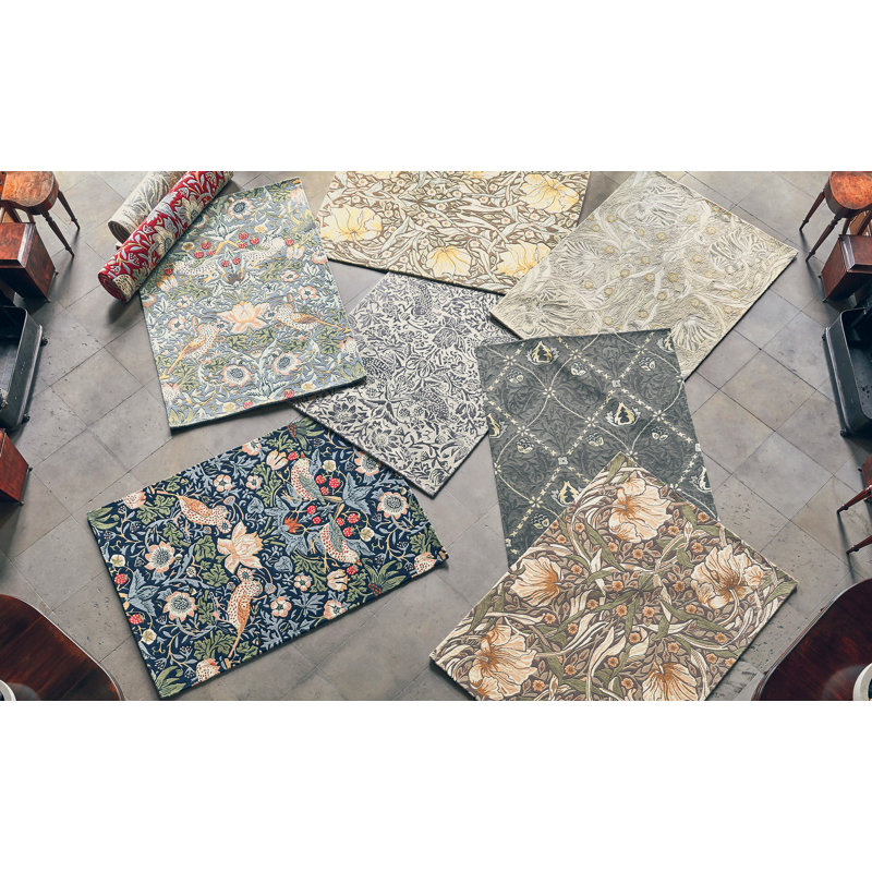 Hand Tufted Wool Floral Area Rug in Brown, Rectangle 5'7" x 7'10"